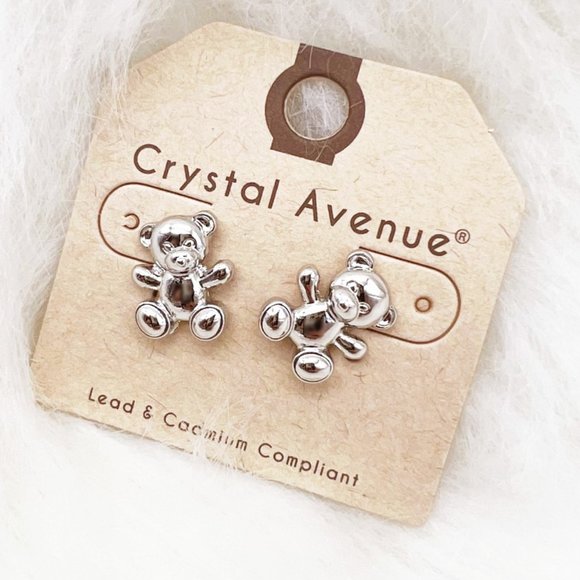 NEW Cuddly Teddy Bear Dainty Cute Kawaii Angelcore Stud Earrings Gold or Silver - Picture 7 of 15